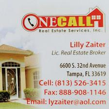 Lilly Zaiter, ONE CALL REAL ESTATE SVCS INC