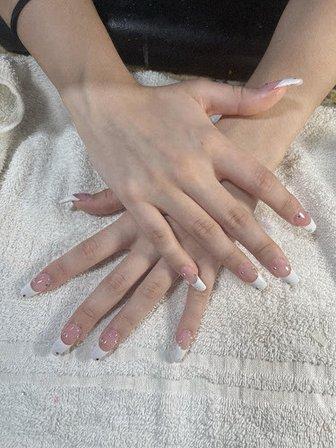 Pink and White Nail
