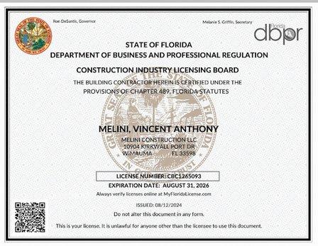 Melini Construction LLC CBC1265093