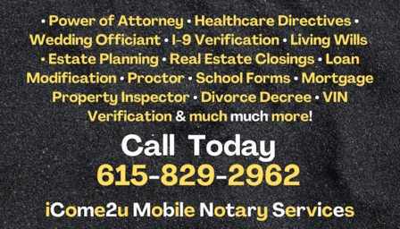 iCome2u Mobile Notary Services, Serving "Port Richey" and Surrounding Area